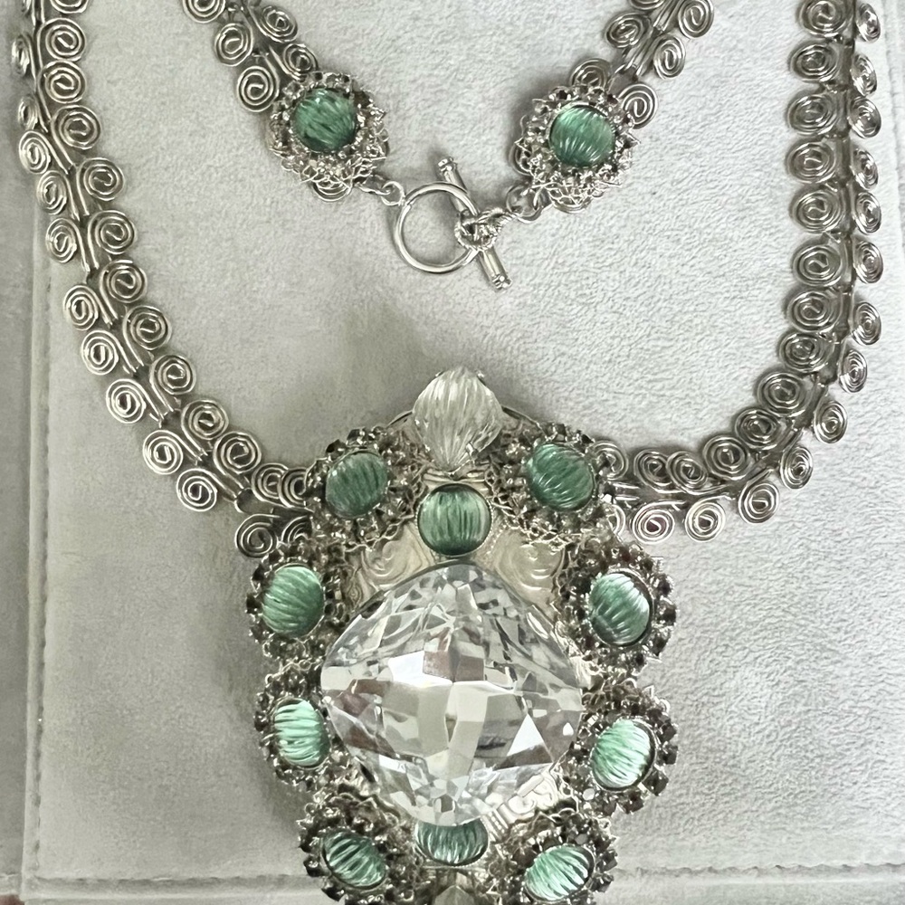 NWOT! RARE ANTON HEUNIS Necklace 30mm Cushion Cut Swarovski Egyptian Coil Chain.